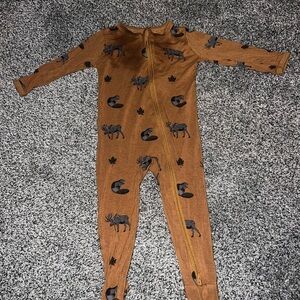 Kyte BABY Brown Footies with Woodland Animal Print
